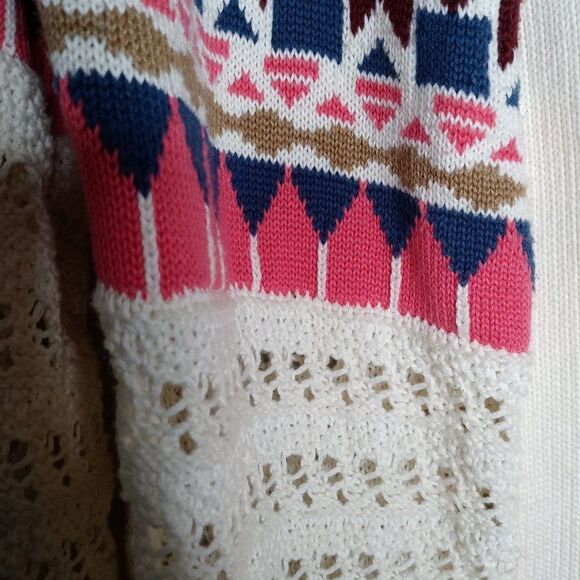 Flying Tomato Fair Isle Open Knit Cardigan Sweater - Picture 3 of 4